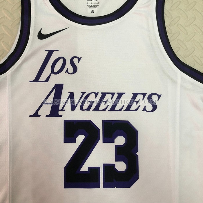 Maillot Los Angeles Lakers LeBron James NO 23 Ville 2022-23 Blanc